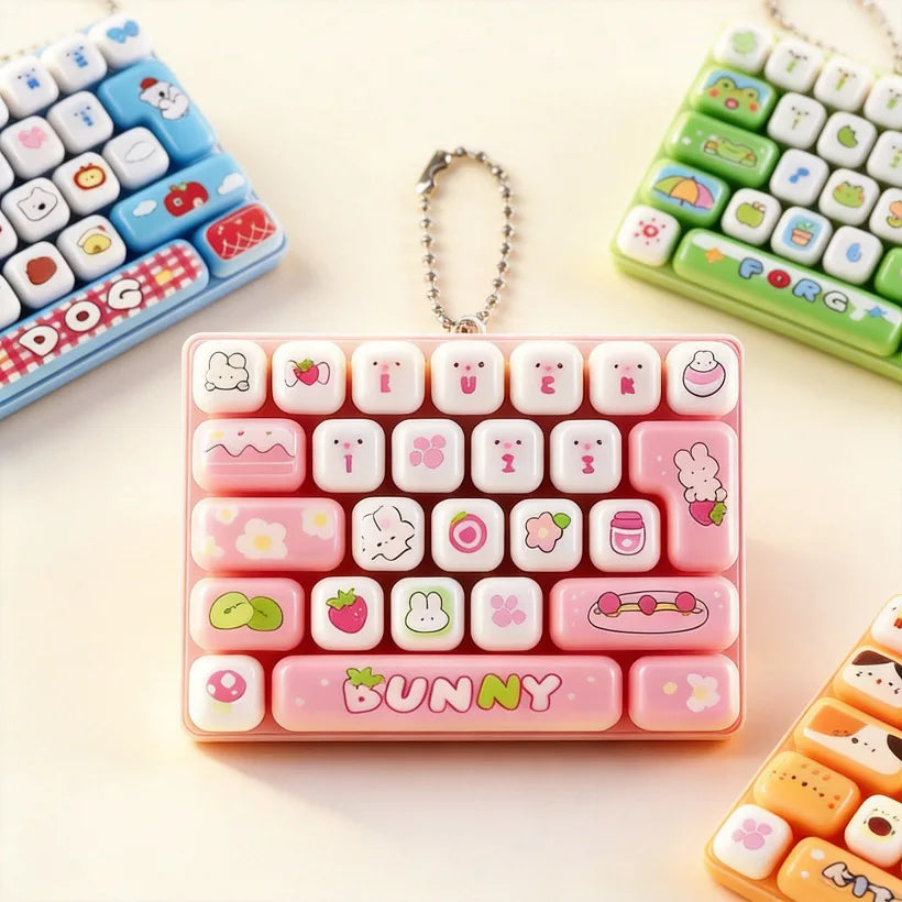 Mini 26-Key Mechanical Keyboard Keychain Fingertip Fidget Clicker Cute Backpack Hanging Charm For Gift