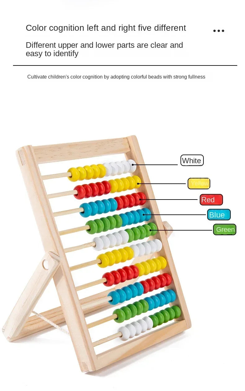 Classic Wooden 100-Bead Abacus - Preschool Montessori Math Learning Toy