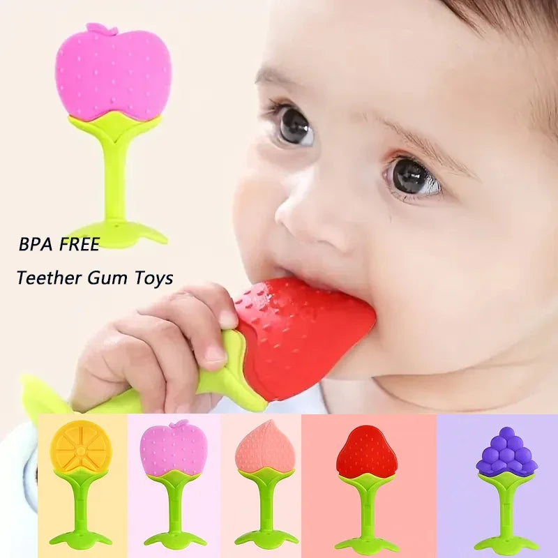 BPA-Free Silicone Fruit Teether Toy for Newborn Baby Sucking Chew Teething Relief Gift
