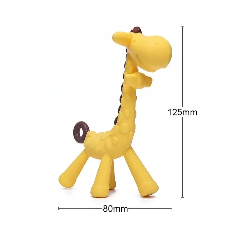 "Cute Baby Giraffe Silicone Teether - Soft Pain Relief Molar Toy"