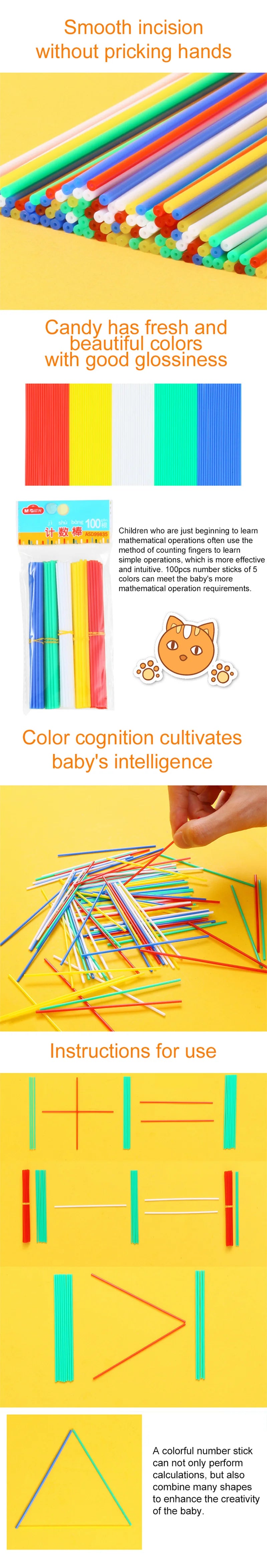 Montessori Wooden & Plastic Math Counting Sticks & Geometric Shape Sorting Blocks - Educational Preschool Learning Toy for Early Calculation, Number Recognition & Focus Training
