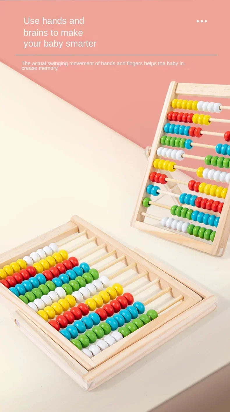Classic Wooden 100-Bead Abacus - Preschool Montessori Math Learning Toy