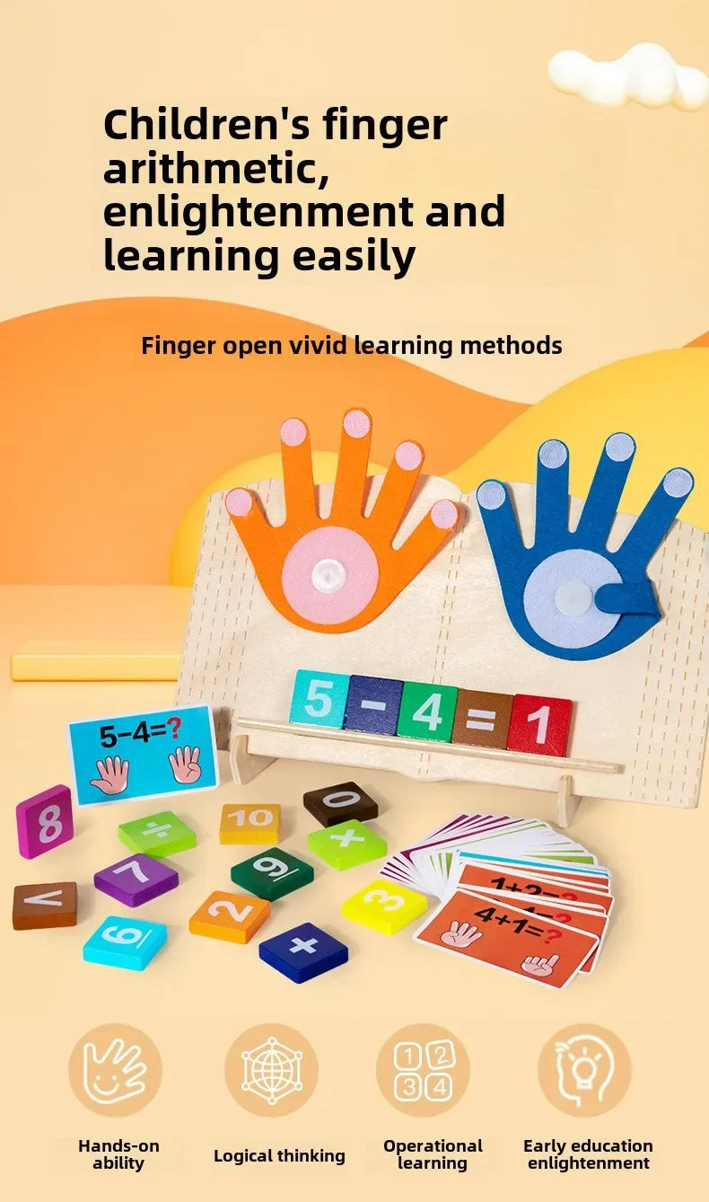 Wooden Finger Counting Math Toy – Montessori Early Educational Learning Game for Toddlers