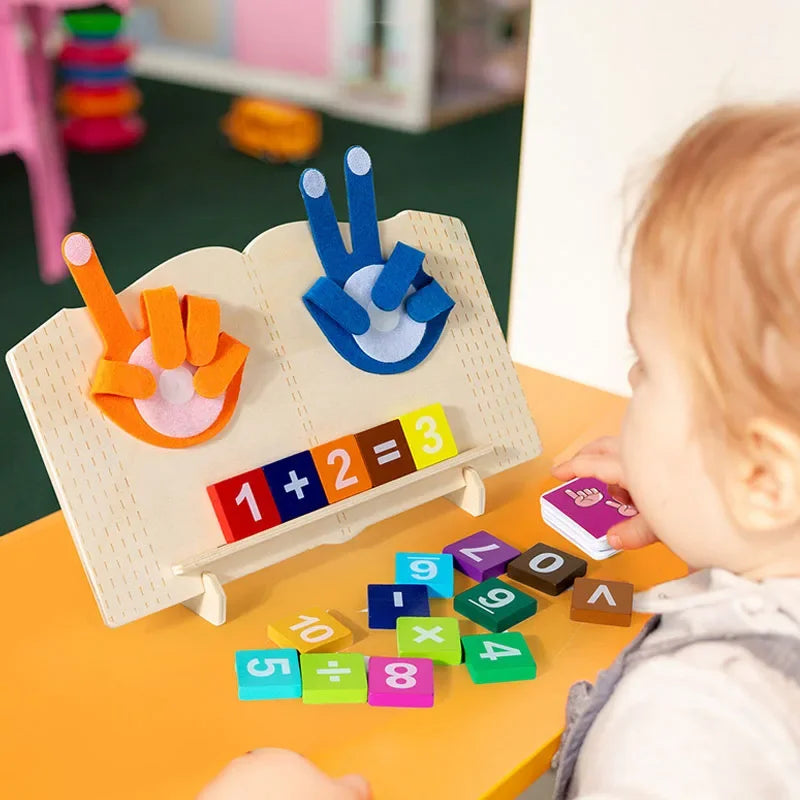 Wooden Finger Counting Math Toy – Montessori Early Educational Learning Game for Toddlers