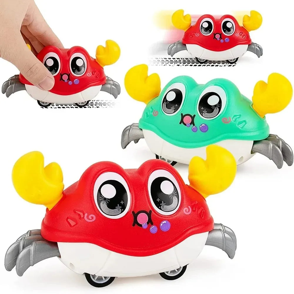 ABS Cartoon Baby Sensory Crawling Crab Toy Walking Running Interactive Early Educational Toy