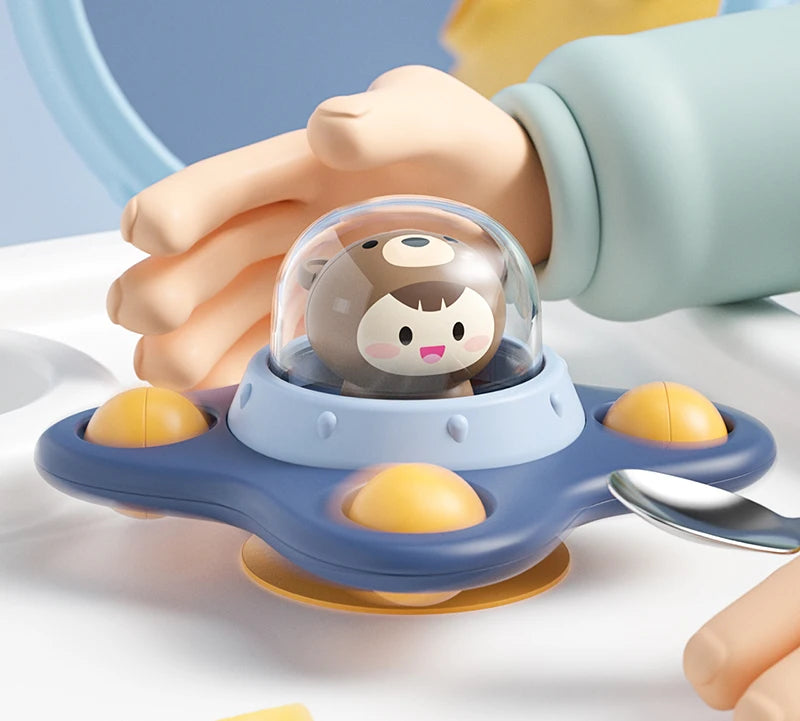 Baby Montessori Spin Cup Bath Toy - Suction Sensory Spinner & Rattle