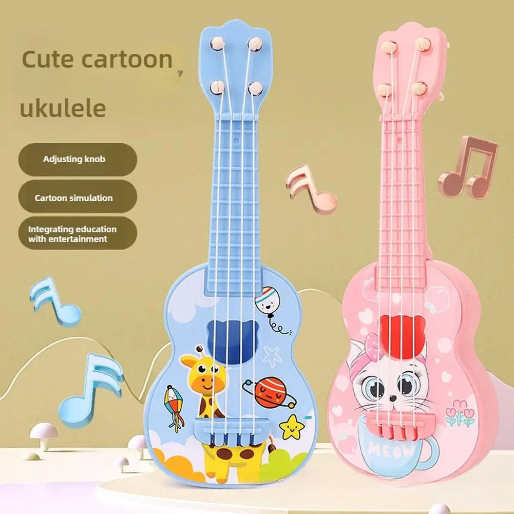 Mini Simulation Ukulele Guitar Toy for Kids - 4-String Educational Musical Instrument for Toddlers, Beginner Rhythm Acoustic Guitar Toy for Boys & Girls Birthday Gifts