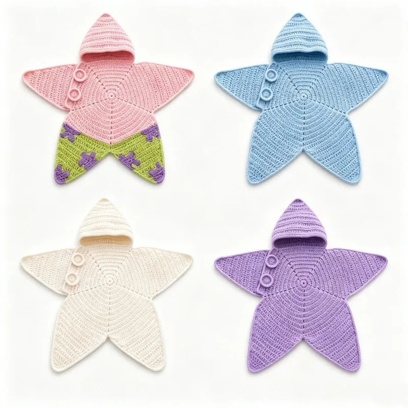 Cozy Winter Hand-Crocheted Starfish Baby Romper