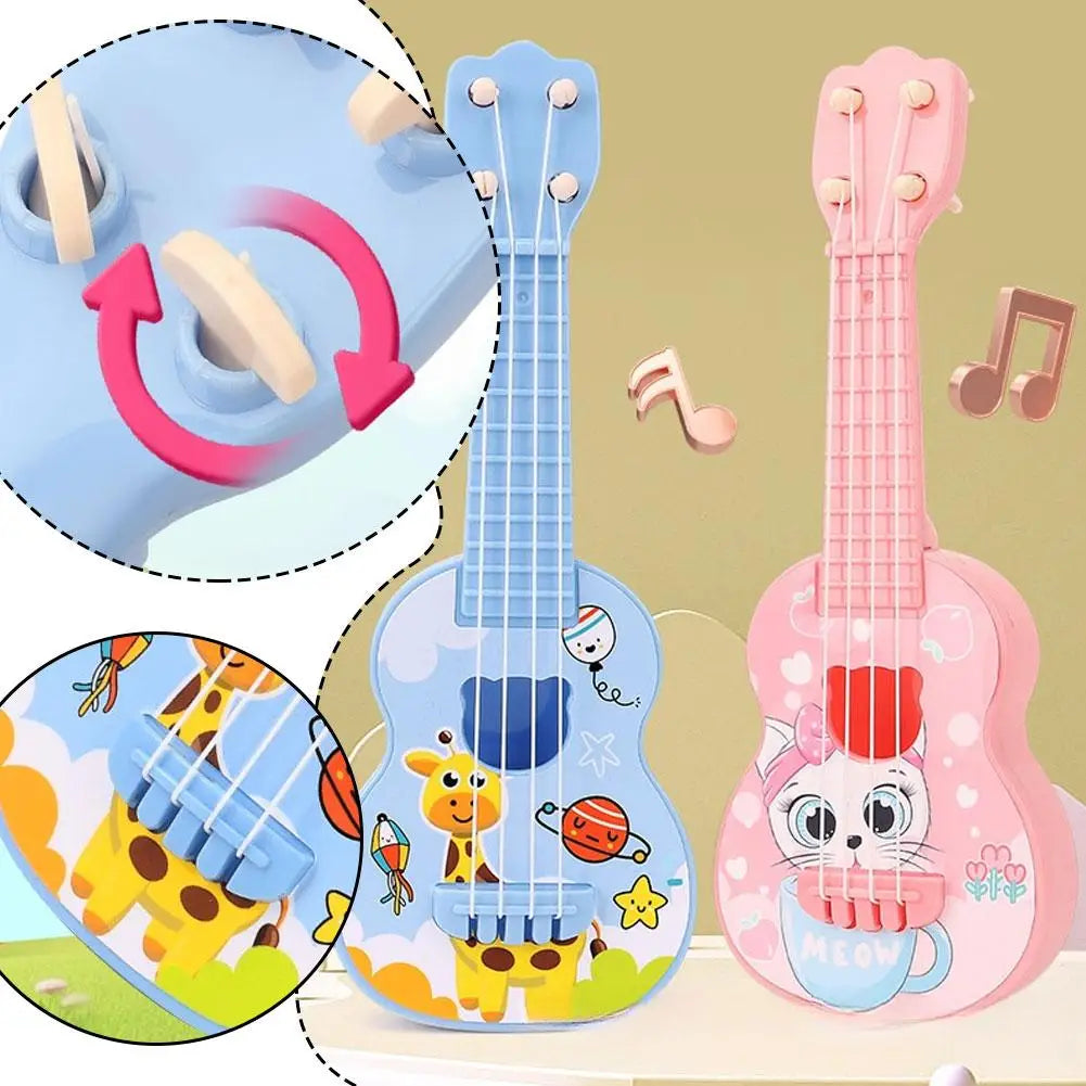 Mini Simulation Ukulele Guitar Toy for Kids - 4-String Educational Musical Instrument for Toddlers, Beginner Rhythm Acoustic Guitar Toy for Boys & Girls Birthday Gifts