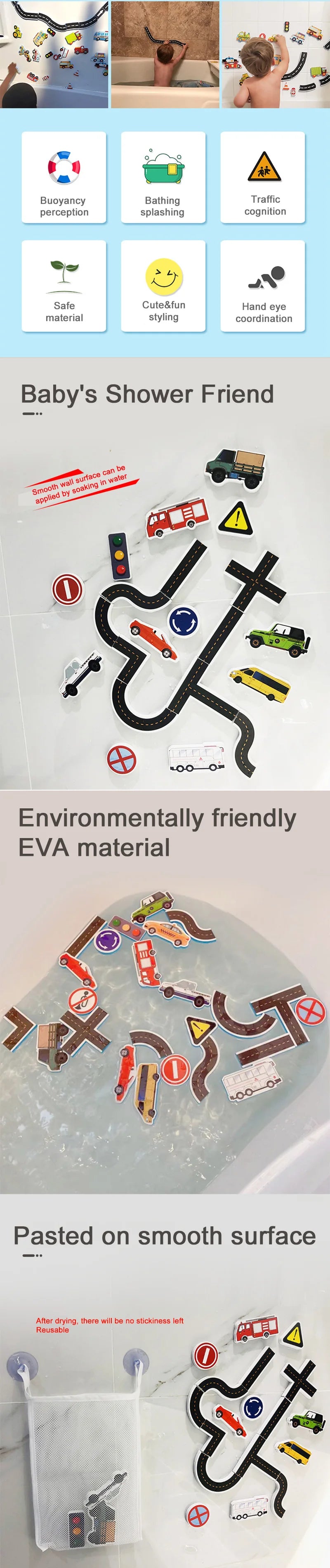 Baby Bath Floating EVA Foam Puzzle Toys Letter Number Traffic Cognitive Bathroom Game for gift