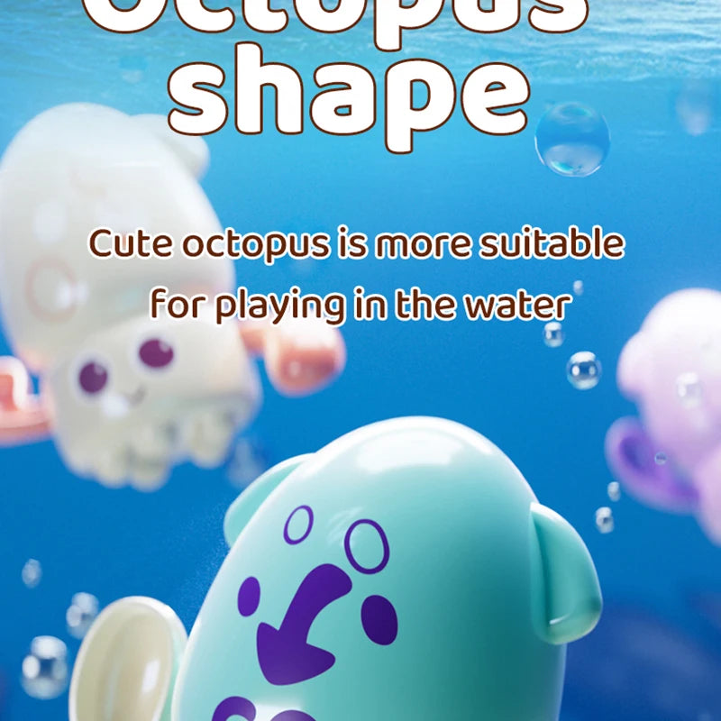 Cute Swimming Octopus Bath Toys (1-4 Pack) – Floating Curled Edge Pool & Bathtub Toys for Toddlers, Boys and Girls