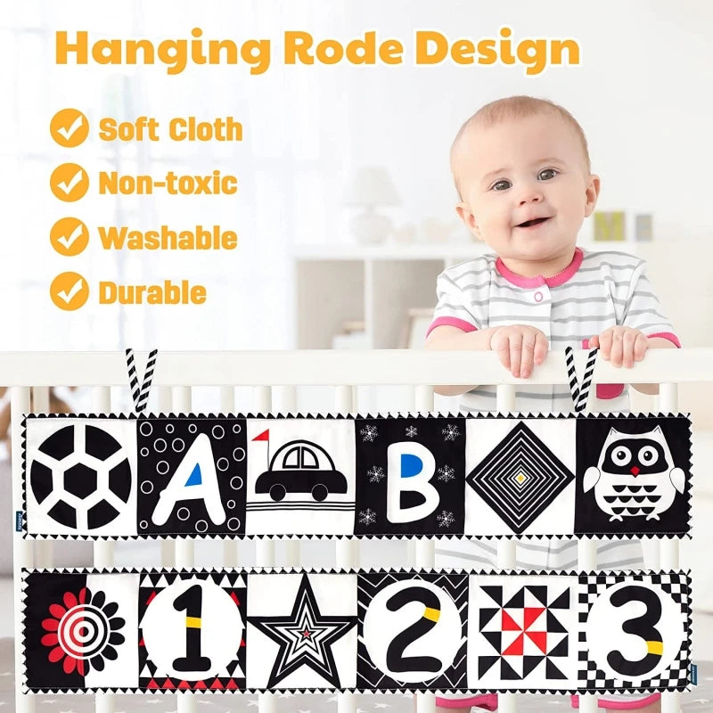 Black & White Montessori Sensory Cloth Book for Newborns (0 - 12 months old)