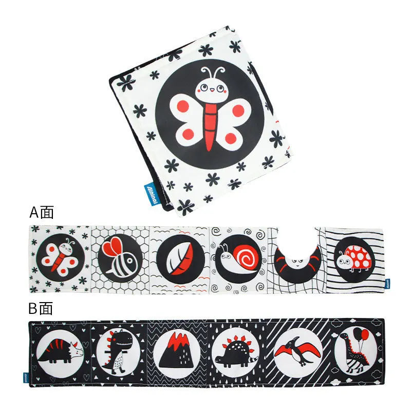 Black & White Montessori Sensory Cloth Book for Newborns (0 - 12 months old)
