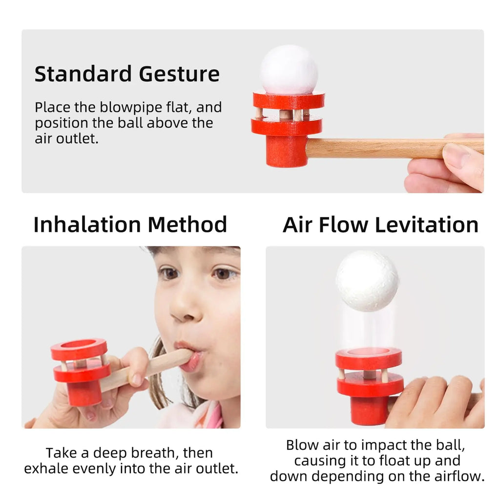 Montessori Floating Blow Pipe Ball Toy, Fine Motor Skill Trainer