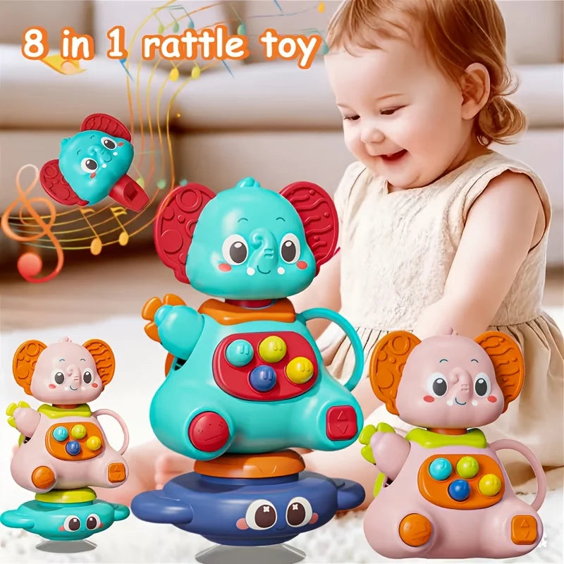 360° Rotating Blue Elephant Suction Cup Gyro Toy