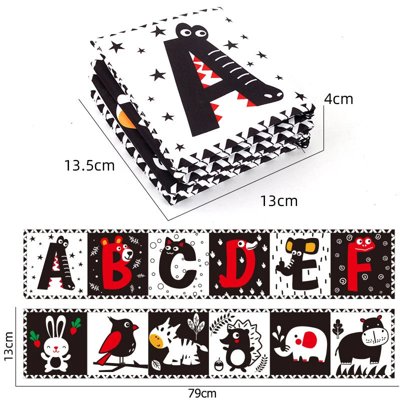 Black & White Montessori Sensory Cloth Book for Newborns (0 - 12 months old)