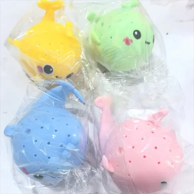 Cute Whale Sponge Bath Toy Water Absorbing Squeeze Toy Kids Pool Play Stress Relief Toy