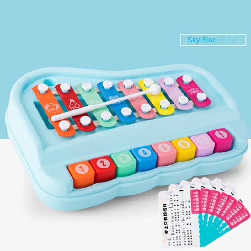 2 in 1 Baby Music instruments Montessori Toys 8-note Xylophone Piano Parish Music Play Educational Games Travel Toys for Toddler