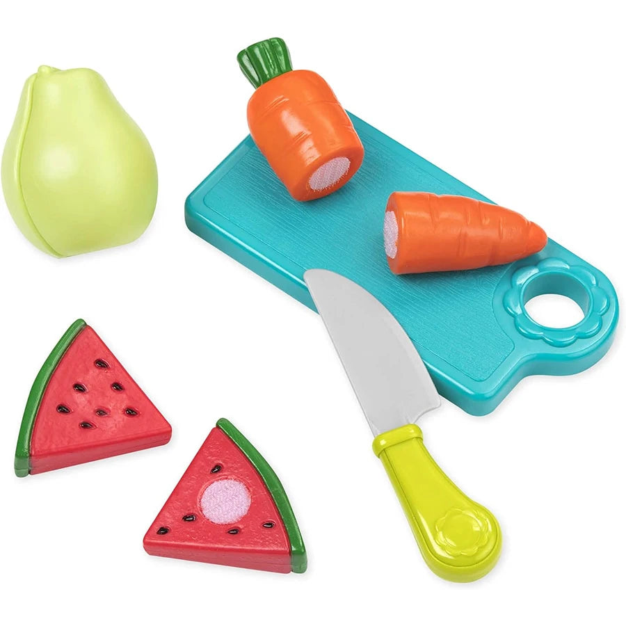 Kids Kitchen Cutting Play Food Set - Pretend Fruits & Vegetables with Storage Basket