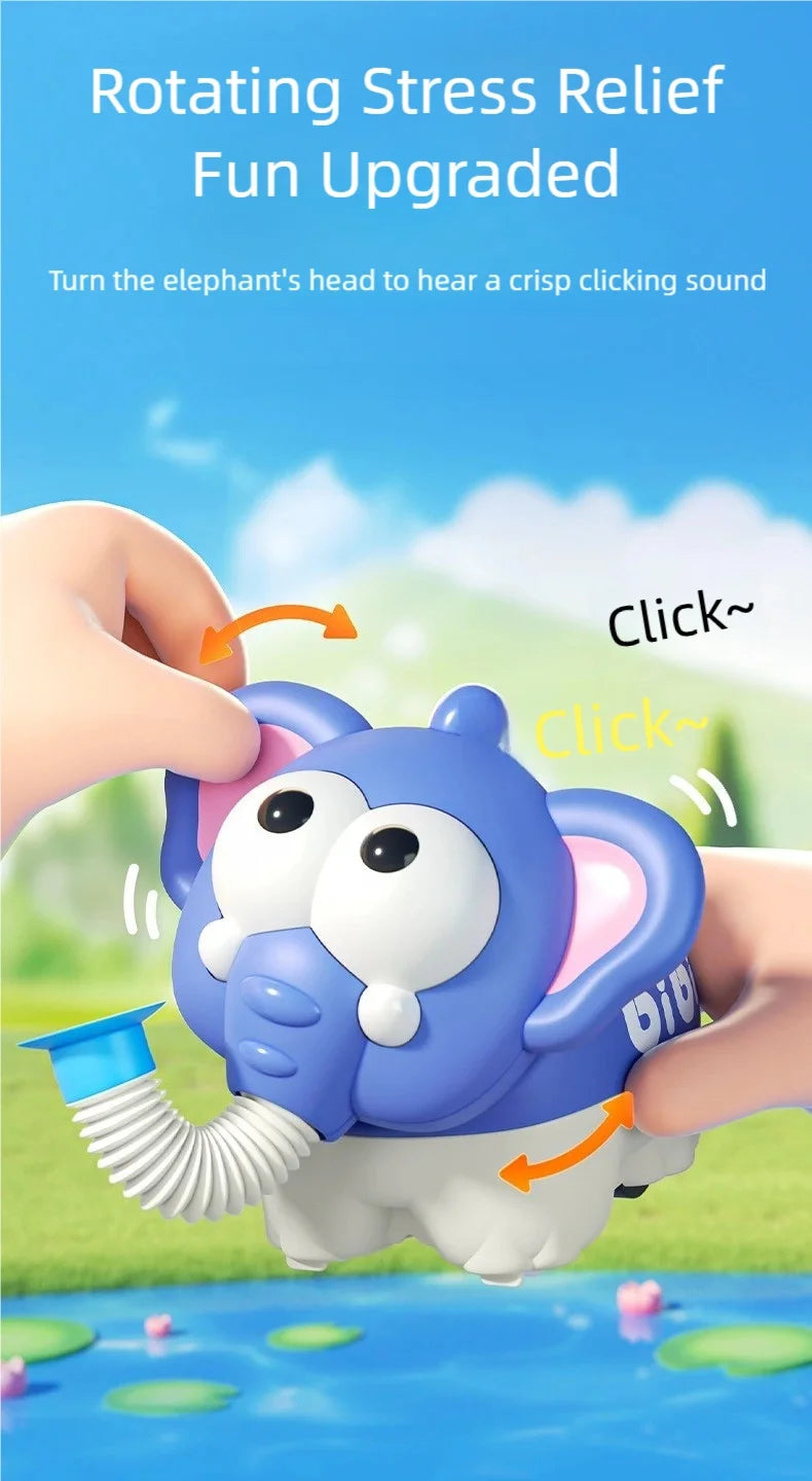 Cute Duck & Elephant Whistle Toy - Expandable Sensory Tube & Inertia Car