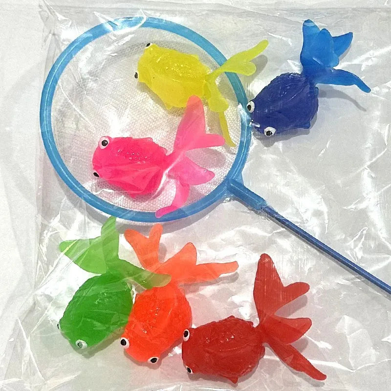 Cute Kawaii Floating Rubber Goldfish Bath Toys for Toddlers - 6-Piece Soft Squeaky Water Play Set, Sensory Animal Bathing Shower Toys & Fun Pool Party Gifts for Kids