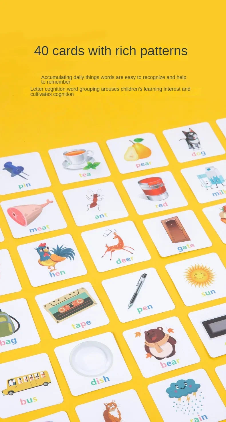 Montessori Wooden Word Spelling & Alphabet Learning Game for Preschoolers - Interactive Reading & Letter Matching Building Blocks Toy with 40 Flash Cards for Early Vocabulary & Toddler Education