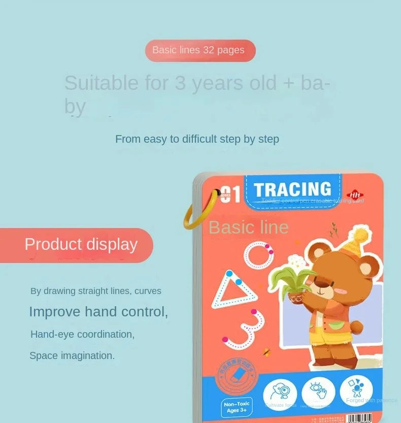 Reusable Montessori Pen Control Tracing Book for Kids