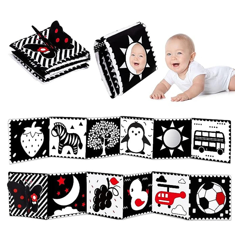 Black & White Montessori Sensory Cloth Book for Newborns (0 - 12 months old)
