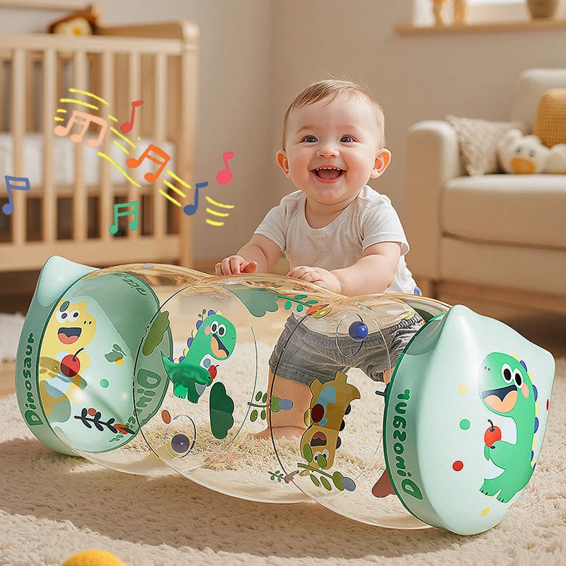Baby Crawling Roller Activity Toy - Inflatable Sensory Roller with Ball Rattles