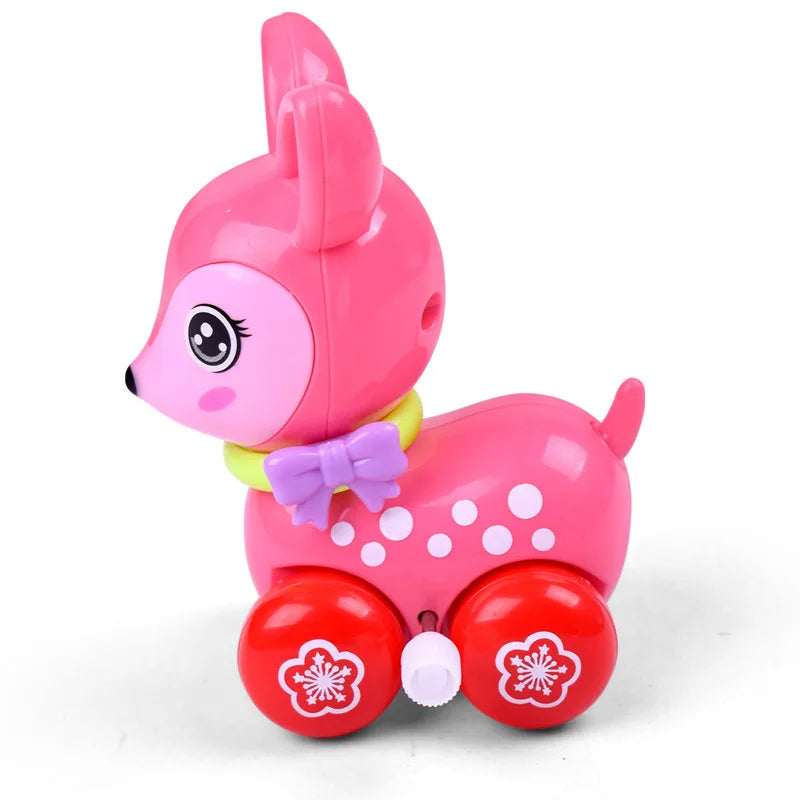 Cute Cartoon Deer Wind-Up Toy Colorful Clockwork Spring Running Animal Toy for Kids Gift