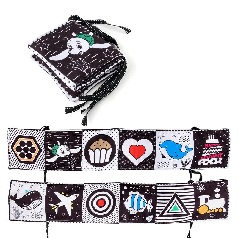Black & White Montessori Sensory Cloth Book for Newborns (0 - 12 months old)