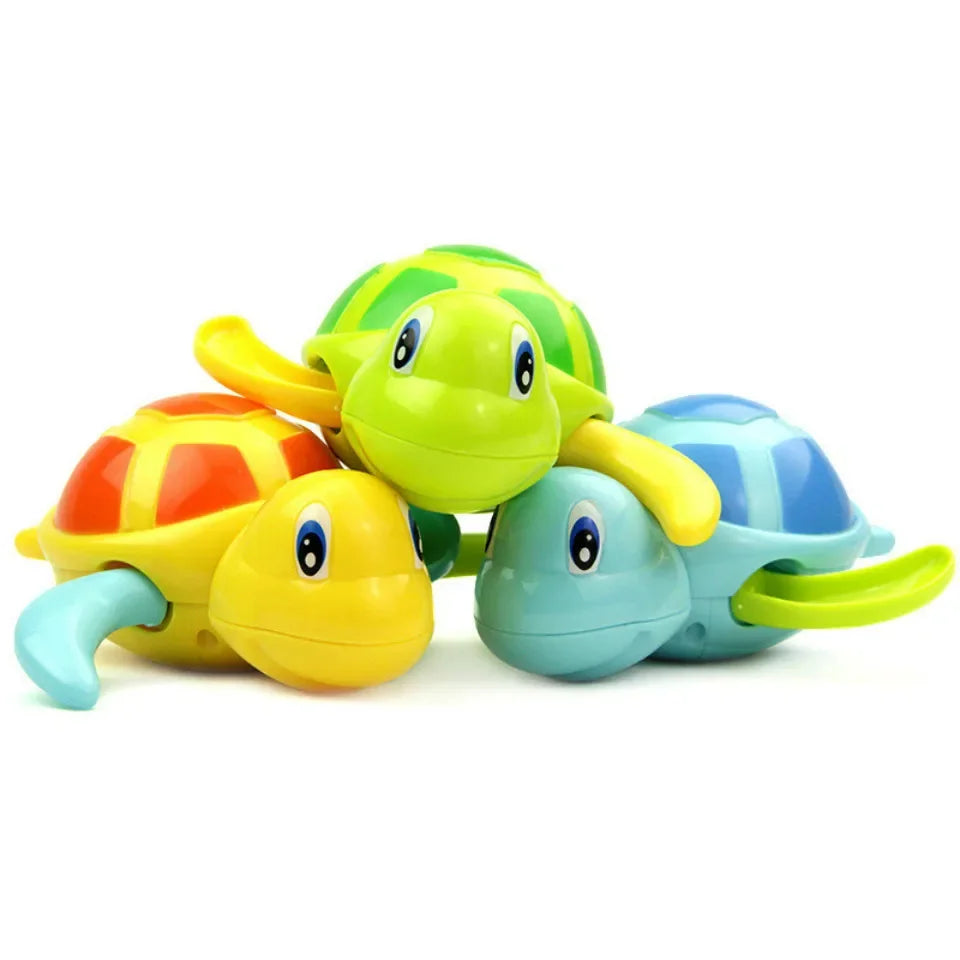 "Cartoon Animal Tortoise Wind-Up Baby Bath Toy - Swimming Turtle"