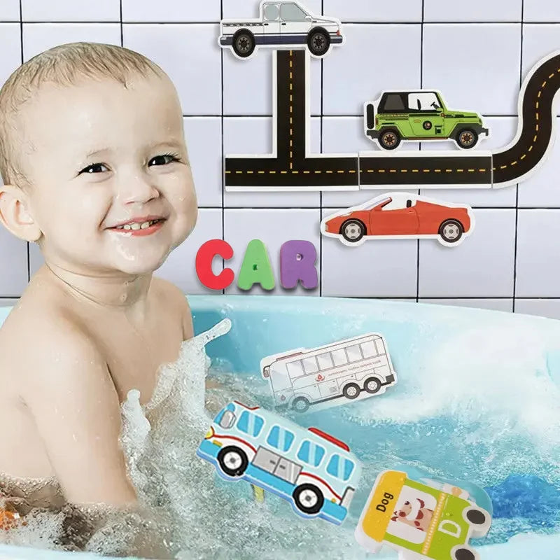Baby Bath Floating EVA Foam Puzzle Toys Letter Number Traffic Cognitive Bathroom Game for gift
