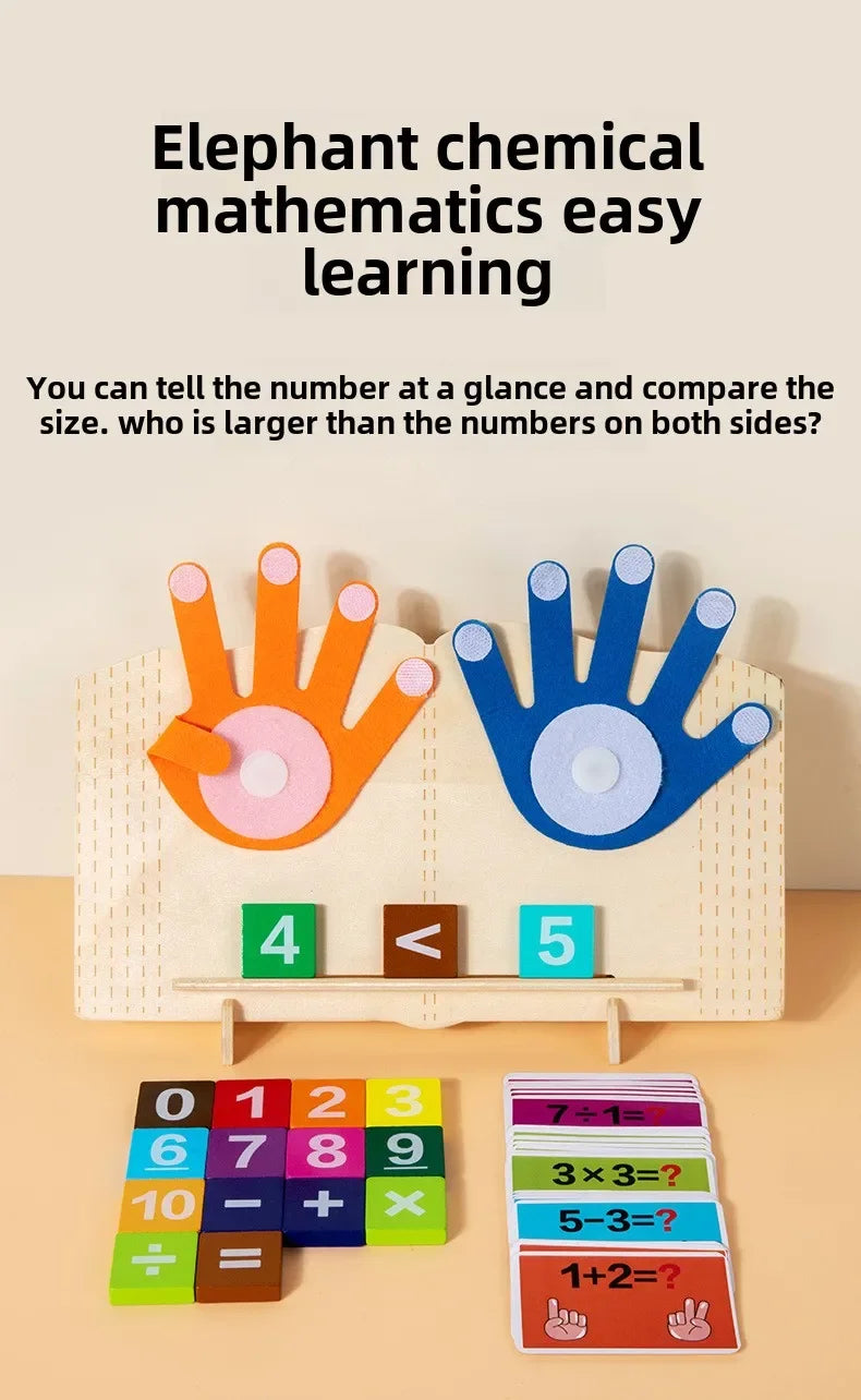 Wooden Finger Counting Math Toy – Montessori Early Educational Learning Game for Toddlers