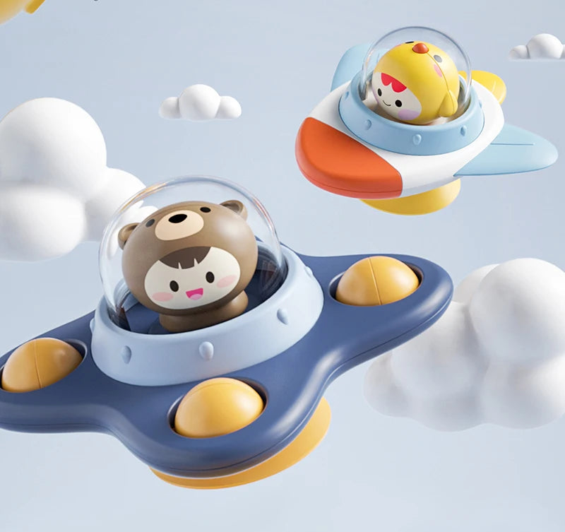 Baby Montessori Spin Cup Bath Toy - Suction Sensory Spinner & Rattle