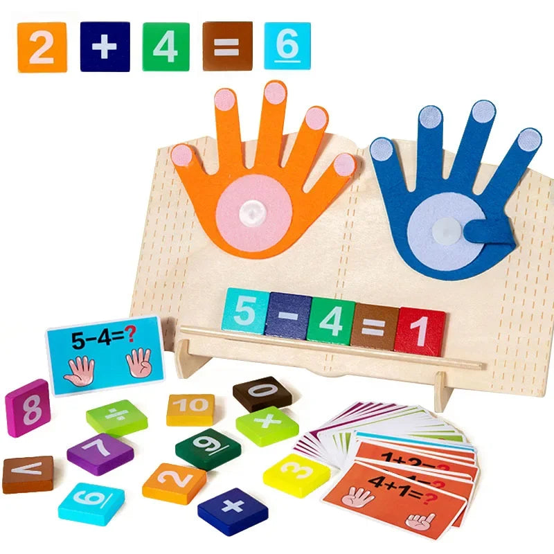 Wooden Finger Counting Math Toy – Montessori Early Educational Learning Game for Toddlers