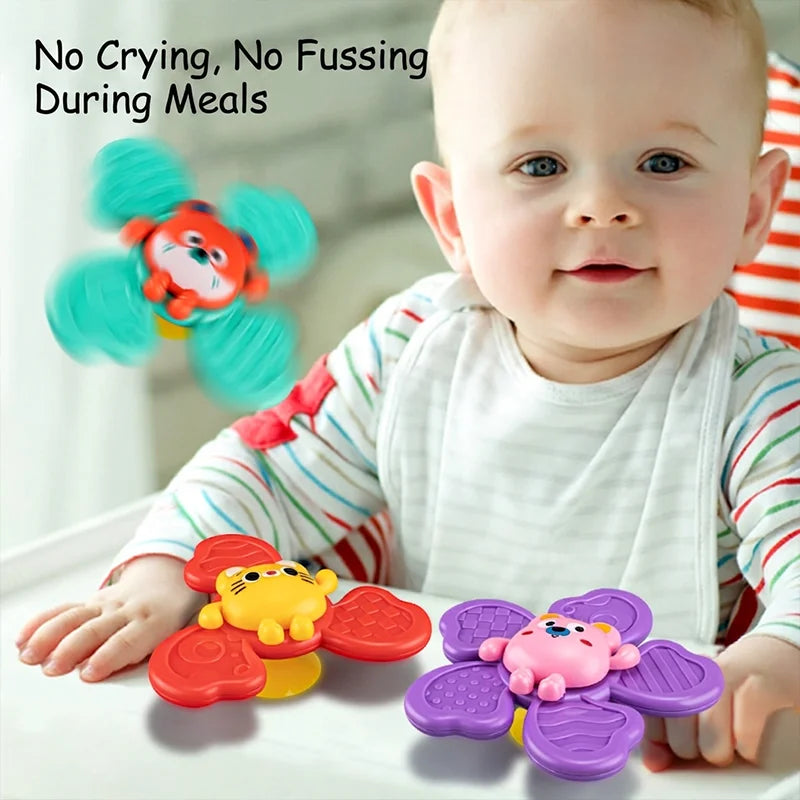 "Children High Chair Suction Cup Spinner - Montessori Travel Toy & Rattle"