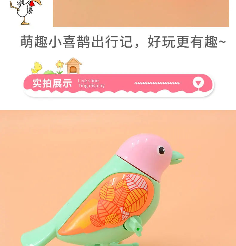 Wind Up Jumping Little Magpie Bird Cartoon Clockwork Animal Puzzle Toy for Kids Gift