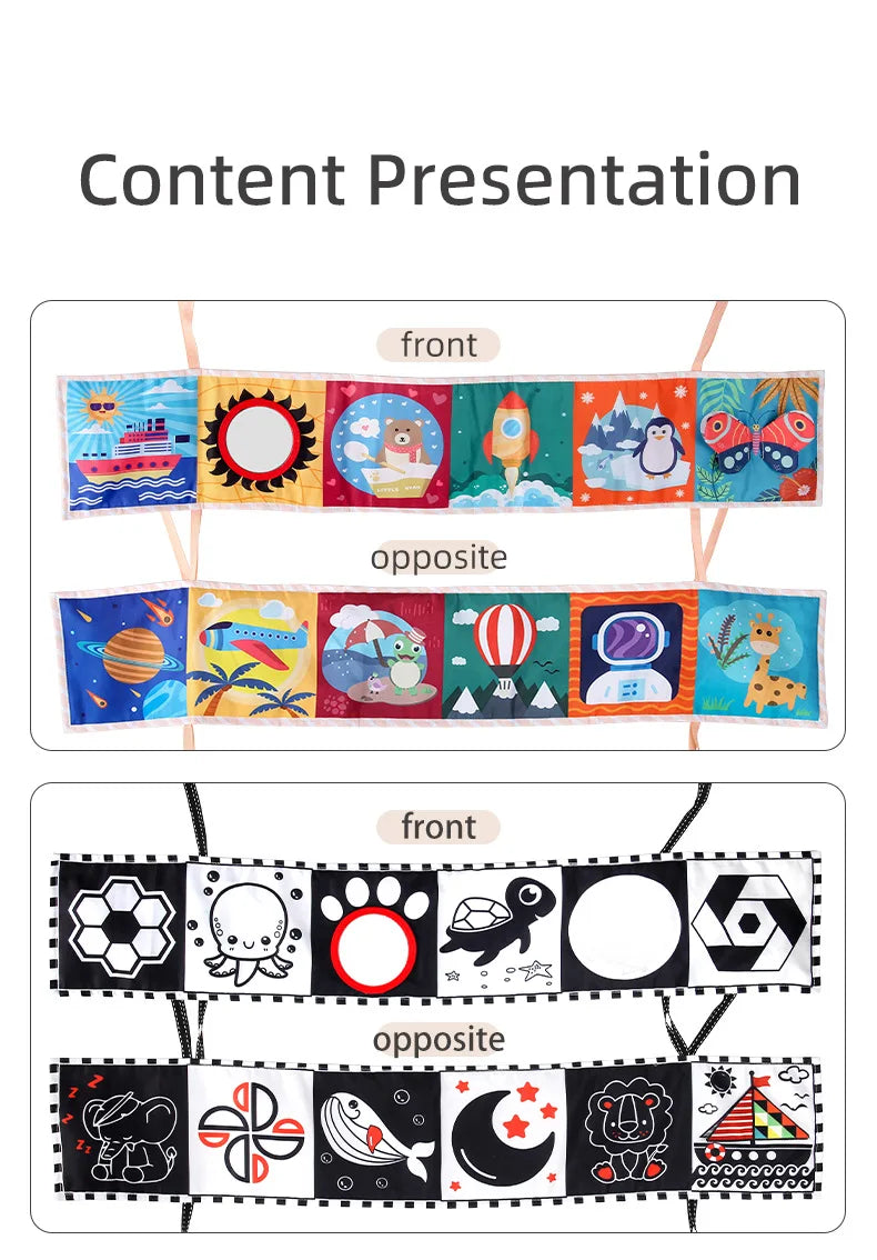 Black & White Montessori Sensory Cloth Book for Newborns (0 - 12 months old)