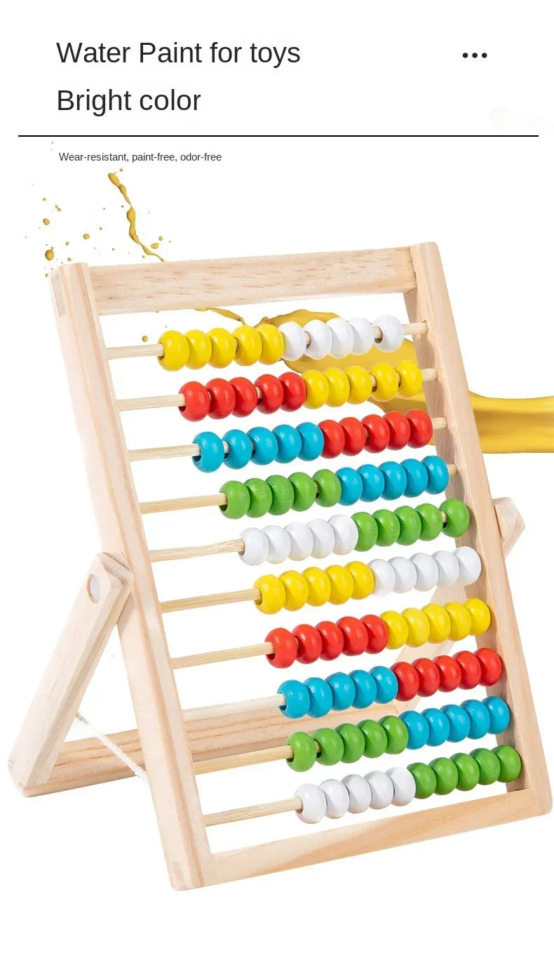 Classic Wooden 100-Bead Abacus - Preschool Montessori Math Learning Toy
