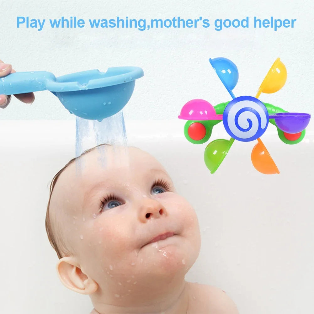 Water Wheel Suction Cup Bath Toy Set - Interactive Spinning Waterfall & Shower Sprinkler for Toddlers