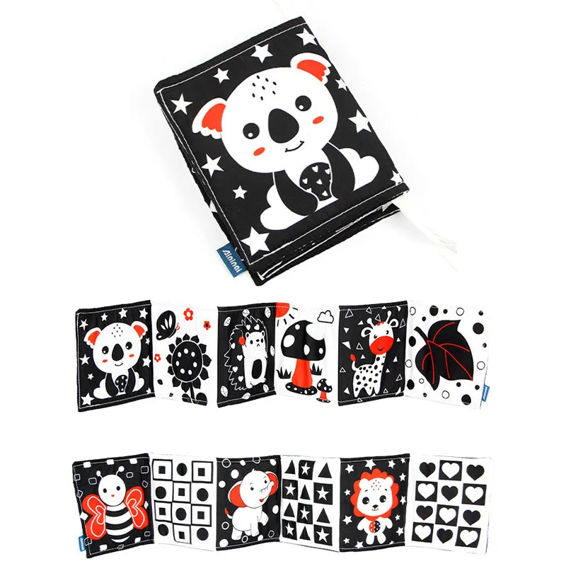 Black & White Montessori Sensory Cloth Book for Newborns (0 - 12 months old)