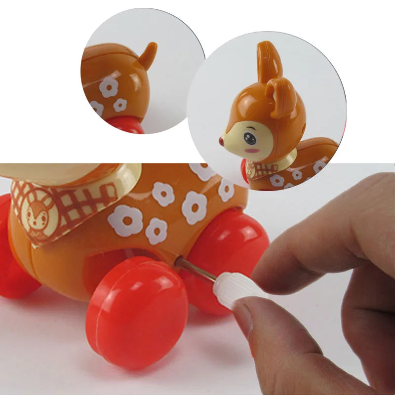 Cute Cartoon Deer Wind-Up Toy Colorful Clockwork Spring Running Animal Toy for Kids Gift