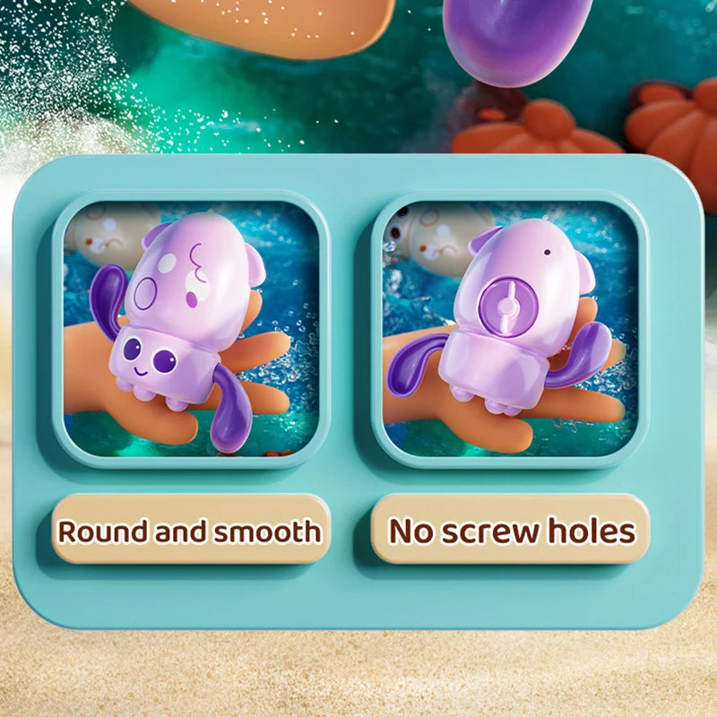 Cute Swimming Octopus Bath Toys (1-4 Pack) – Floating Curled Edge Pool & Bathtub Toys for Toddlers, Boys and Girls