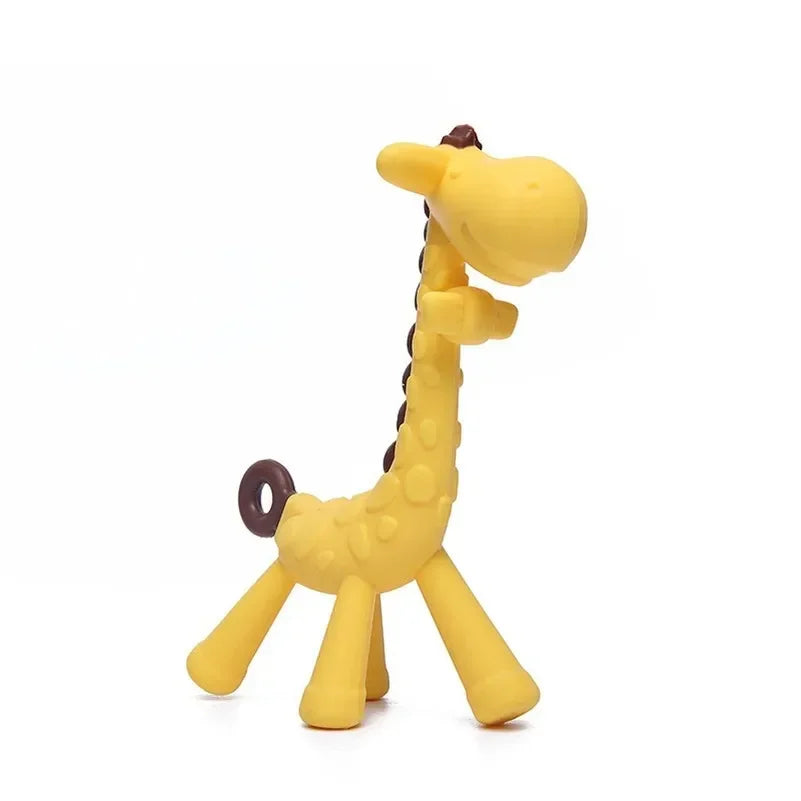 "Cute Baby Giraffe Silicone Teether - Soft Pain Relief Molar Toy"
