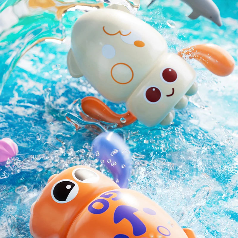 Cute Swimming Octopus Bath Toys (1-4 Pack) – Floating Curled Edge Pool & Bathtub Toys for Toddlers, Boys and Girls