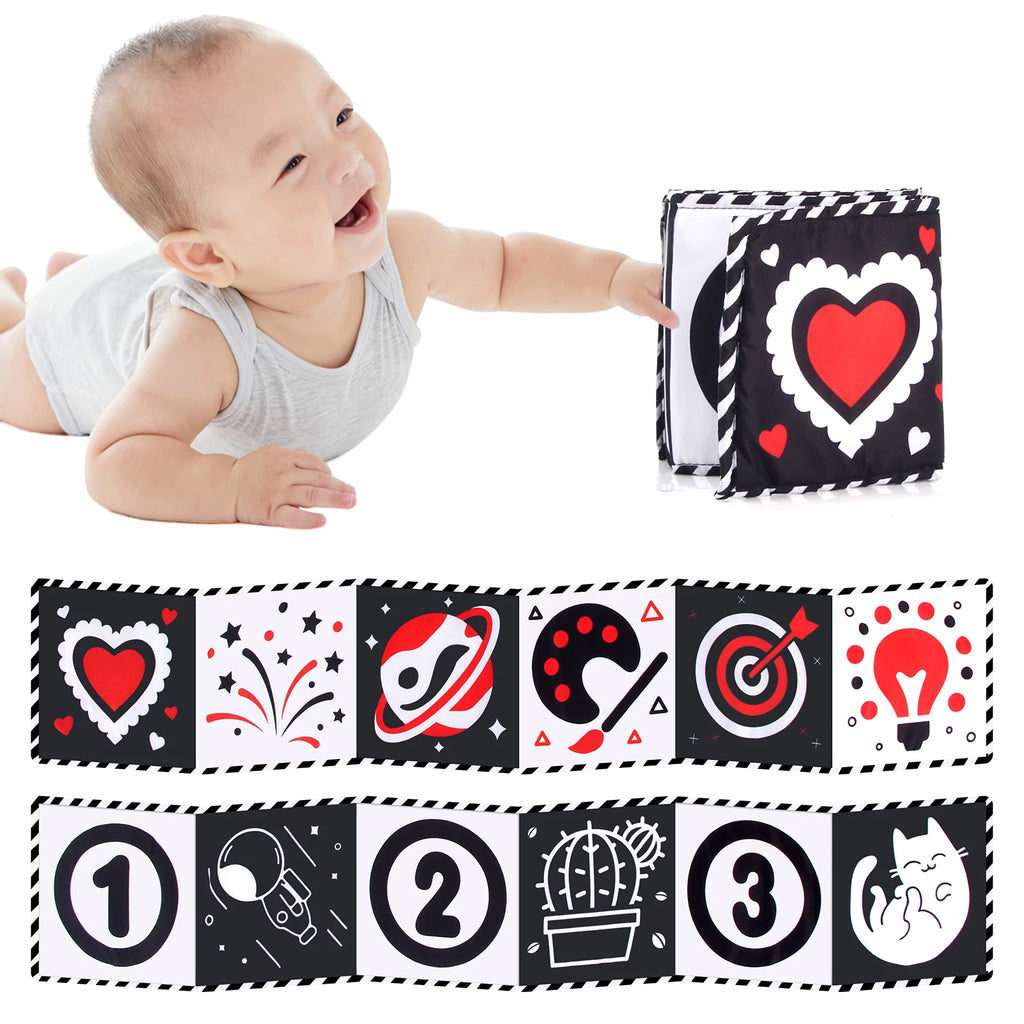 Black & White Montessori Sensory Cloth Book for Newborns (0 - 12 months old)