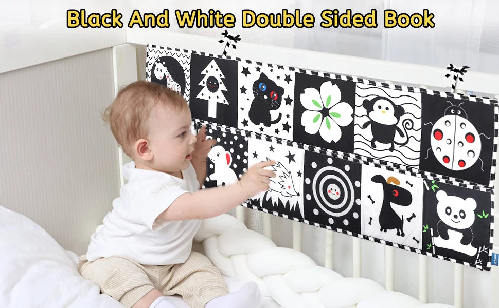 Black & White Montessori Sensory Cloth Book for Newborns (0 - 12 months old)