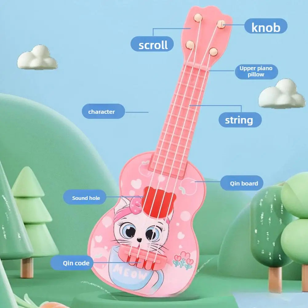 Mini Simulation Ukulele Guitar Toy for Kids - 4-String Educational Musical Instrument for Toddlers, Beginner Rhythm Acoustic Guitar Toy for Boys & Girls Birthday Gifts
