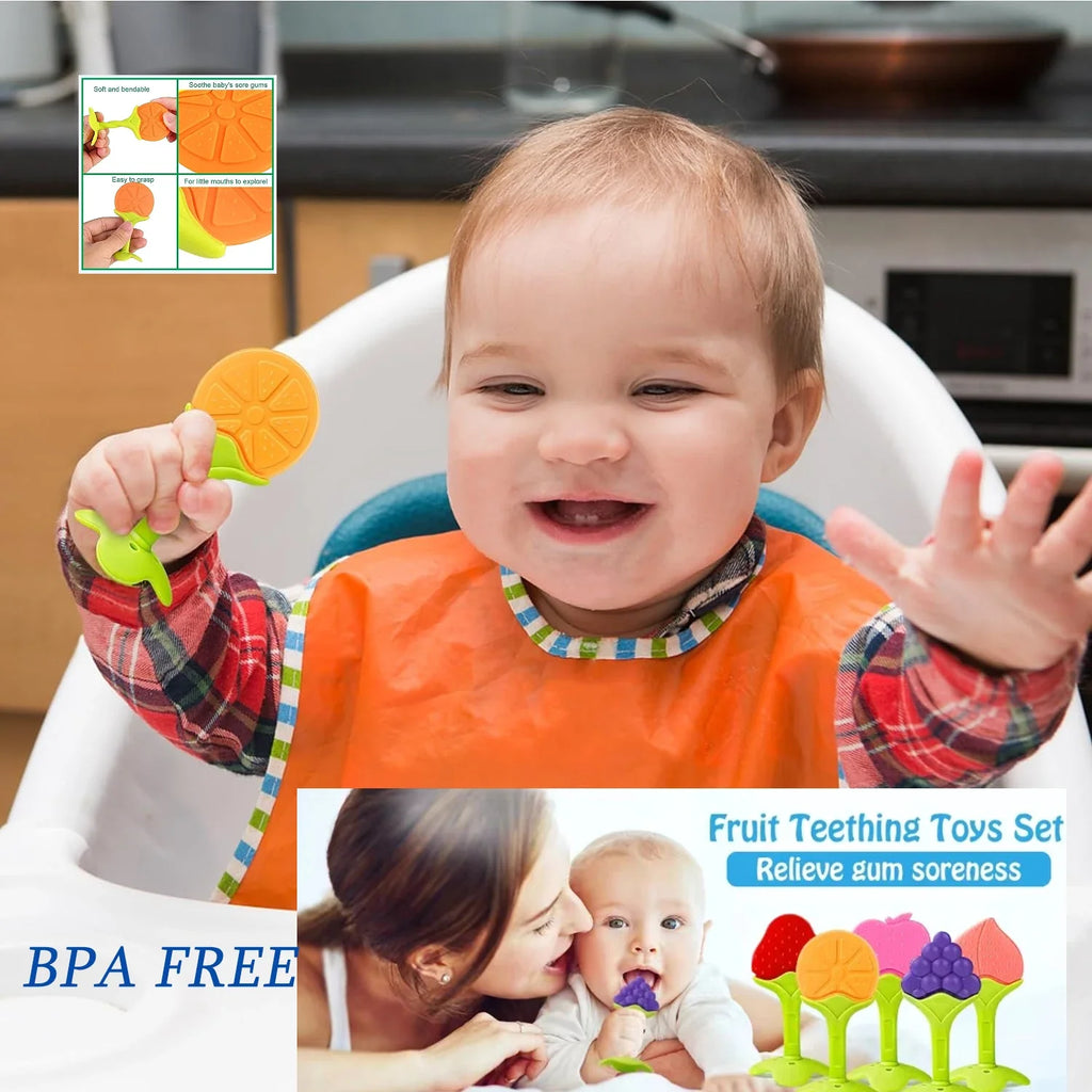 BPA-Free Silicone Fruit Teether Toy for Newborn Baby Sucking Chew Teething Relief Gift